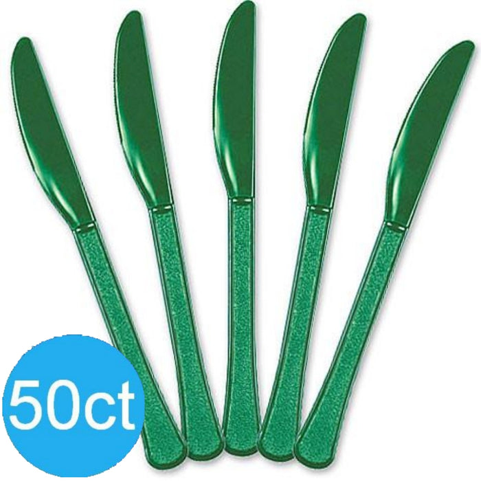 Festive Green Heavy Duty Plastic Knives | 50ct