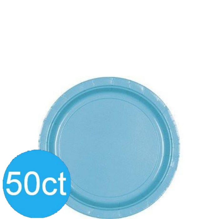 Caribbean Blue Dessert Paper Plates 6.75" | 50ct