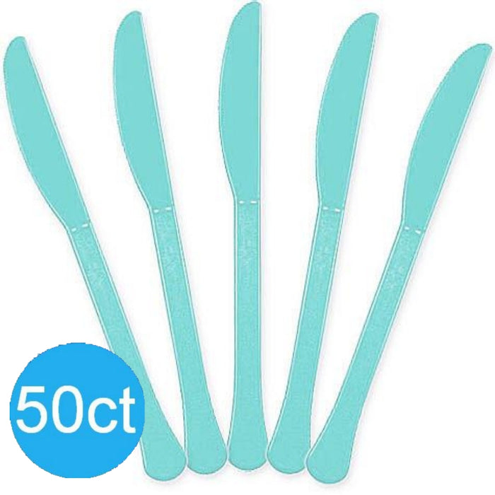 Robin's Egg Blue Heavy Duty Plastic Knives | 50ct