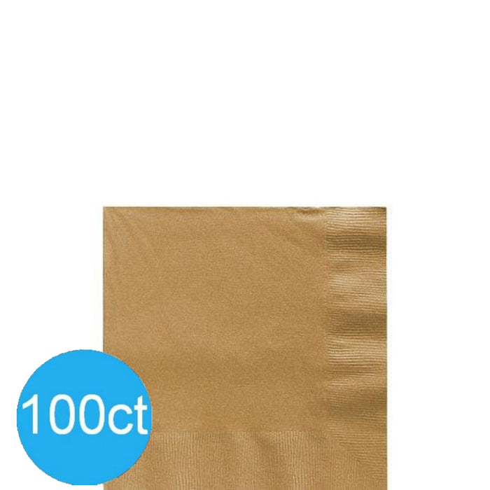 Gold Beverage Napkins | 100ct