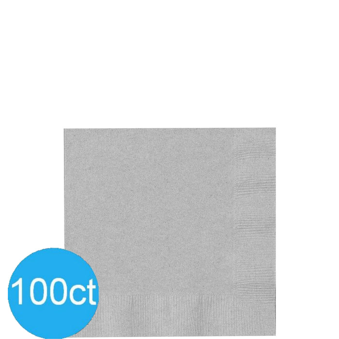 Silver Beverage Napkins | 100ct