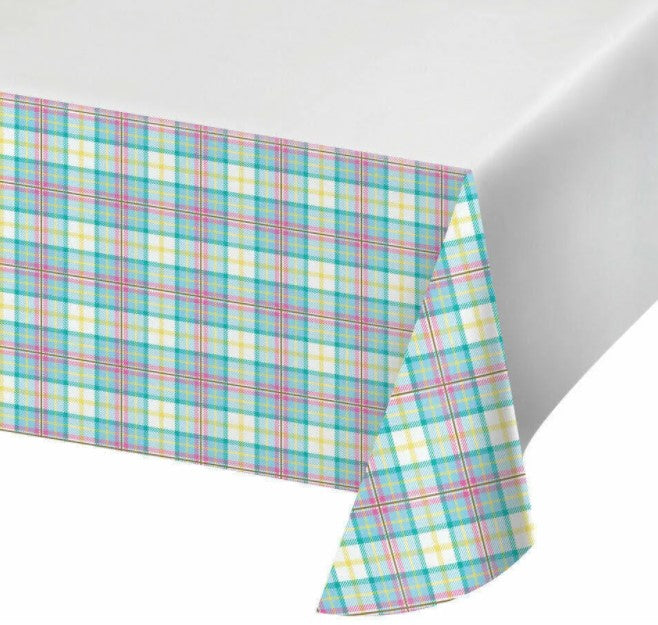 Easter Plaid Plastic Table Cover  | 1ct