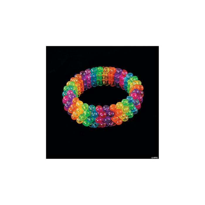 Plastic Beaded Rainbow Bracelets | 12ct