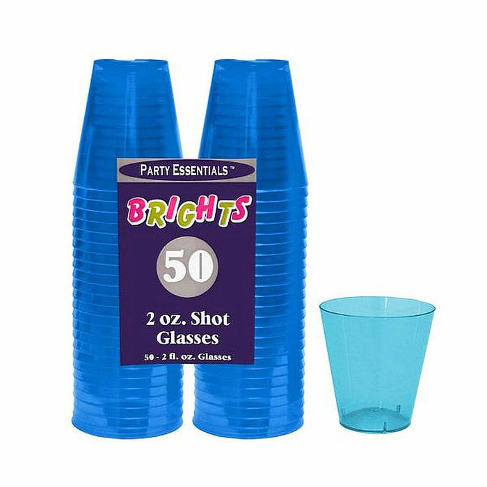 Brights Neon Plastic Shot Glasses Blue | 50ct