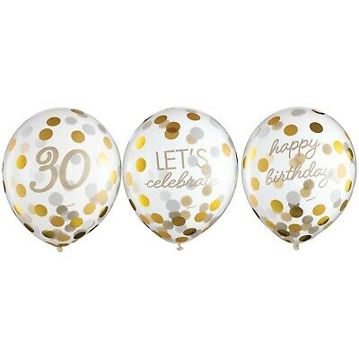 Milestone Latex Confetti 30th Golden Age Balloons 12" | 6 ct