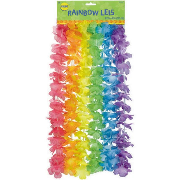 Rainbow Flower Leis 40" | 6ct