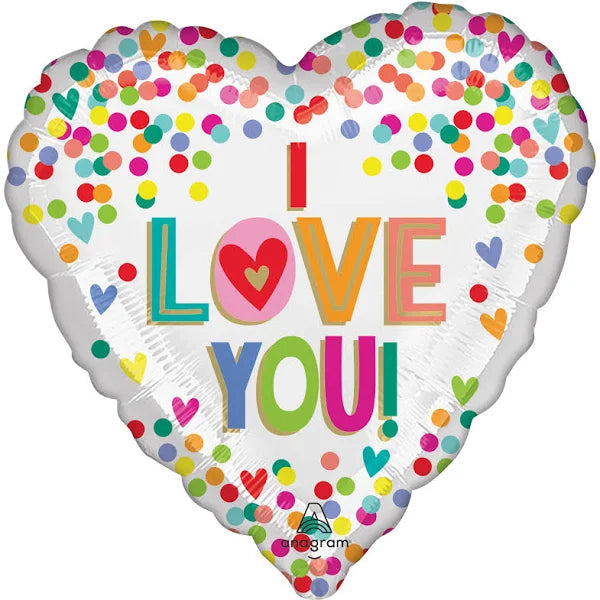 Valentine's Day I Love You Rainbow Dots Mylar Balloon 18” | 1ct