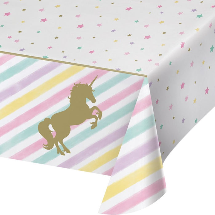 Sparkle Unicorn Plastic Table Cover 54"x102" | 1ct