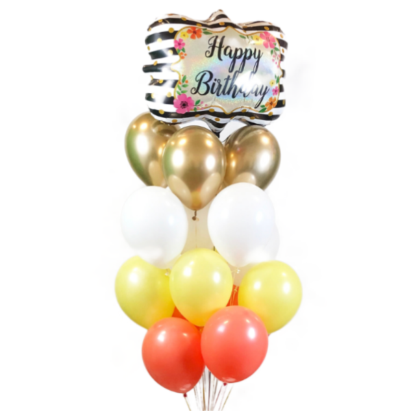 Floral Frame Happy Birthday Balloon Bouquet