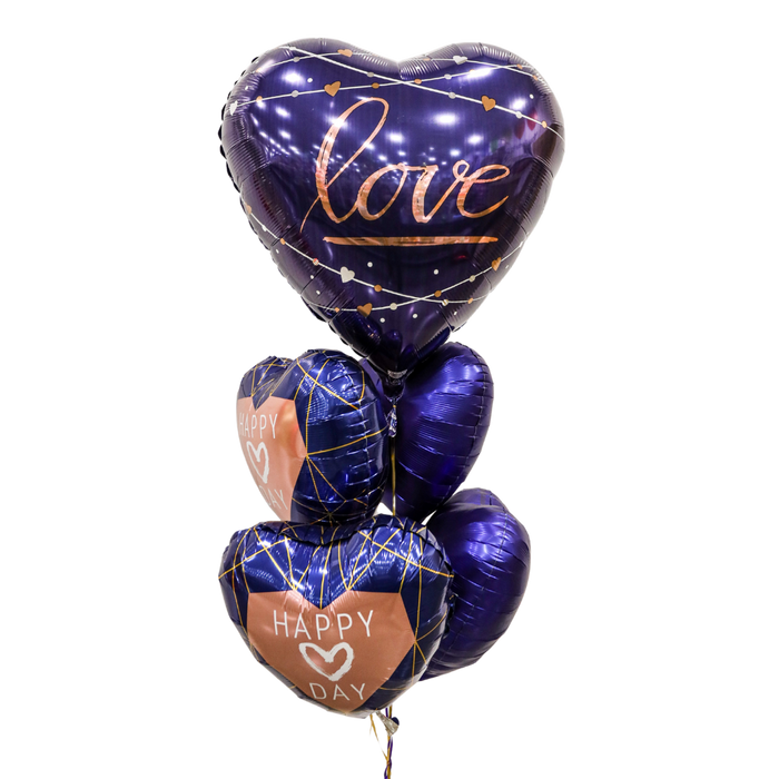 Navy Valentine's Day Navy Geo Heart Balloon Bouquet | 1 ct